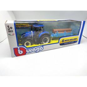 NEW HOLLAND T7.315 AVEC REMORQUE A BOIS