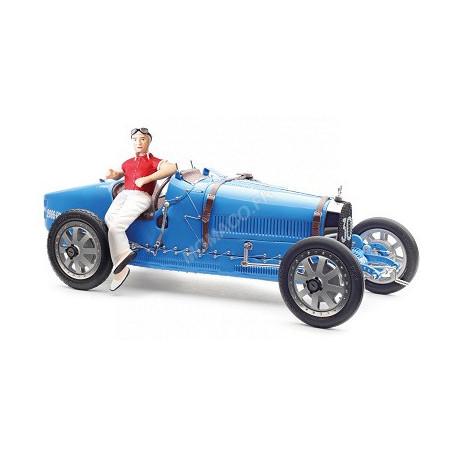 BUGATTI TYPE 35 GRAND PRIX BLEU CLAIR AVEC FIGURINE FEMME