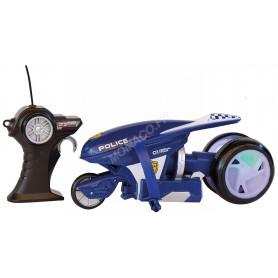 TECH RC - CYKLONE 360 MOTO A ROUE INCLINABLE BLEUE POLICE (EPUISE)