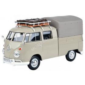 VOLKSWAGEN T1 PICK-UP BEIGE AVEC BACHE ET BAGAGES SUR GALERIE