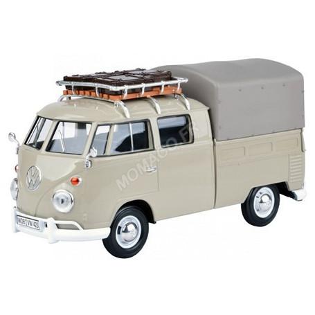 VOLKSWAGEN T1 PICK-UP BEIGE AVEC BACHE ET BAGAGES SUR GALERIE