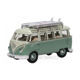 VOLKSWAGEN T1 SAMBA BUS AVEC RACK DE TOIT ET PLANCHES DE SURF TURQUOISE/BLANC