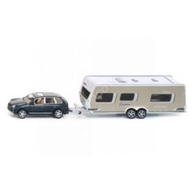 PORSCHE CAYENNE TURBO AVEC CARAVANE ET FIGURINE (COULEURS NON CONTRACTUELLE)