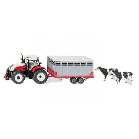 STEYR CVT6230 AVEC REMORQUE BETAILLERE ET VACHES