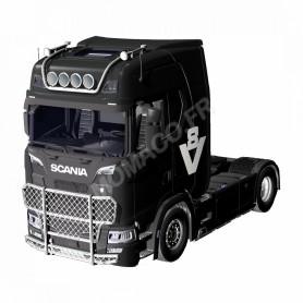 SET : SCANIA V8 730S NOIRE "V8" AVEC REMORQUE TRANSPORTEUR "LOHR"