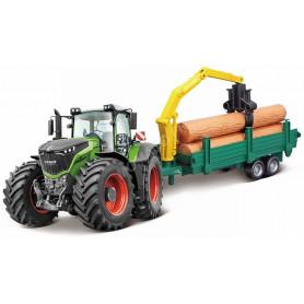 FENDT 1000 VARIO AVEC REMORQUE A BOIS - TRACTEUR A FRICTION