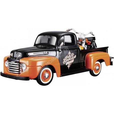 FORD F-1 PICK-UP "HARLEY DAVIDSON" AVEC MOTO FLH DUO GLIDE 1958