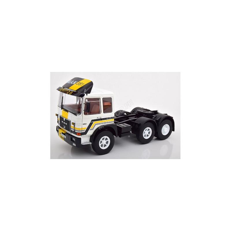 Camion Tracteur MAN F8 22.361 Année 1978 - Échelle 1:18 - Modèle Réduit Road Kings - Blanc Et Noir - Neuf