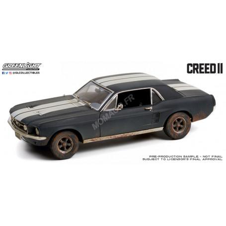 FORD MUSTANG COUPE 1967 "CREED II (2018) - ADONIS CREED" NOIR MATT AVEC BANDES BLANCHES SALIE