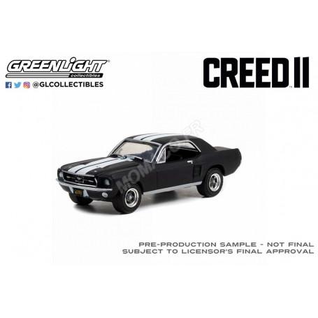 FORD MUSTANG COUPE 1967 "CREED II (2018) - ADONIS CREED" NOIR MATT AVEC BANDES BLANCHES SALIE