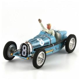 BUGATTI TYPE 59 8 RENE DREYFUS GRAND PRIX DE MONACO 1934 BLEUE AVEC FIGURINE