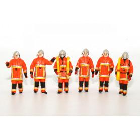 FIGURINES LOT DE 6 POMPIERS "FEU URBAIN" ORANGES