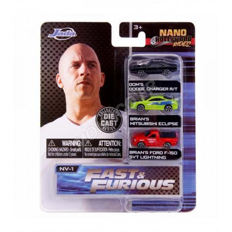 SET DE 3 VOITURES NANO "FAST AND FURIOUS" SERIE NV-1