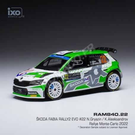 SKODA FABIA RALLYE 2 EVO 22 GRYAZIN/ALEKSANDROV WRC RALLYE MONTE CARLO 2022