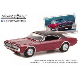 MERCURY COUGAR XR-7 GT 1967 "USPS - PONY CAR STAMP COLLECTION BY ARTIST TOM FRITZ" BORDEAUX (EPUISE)