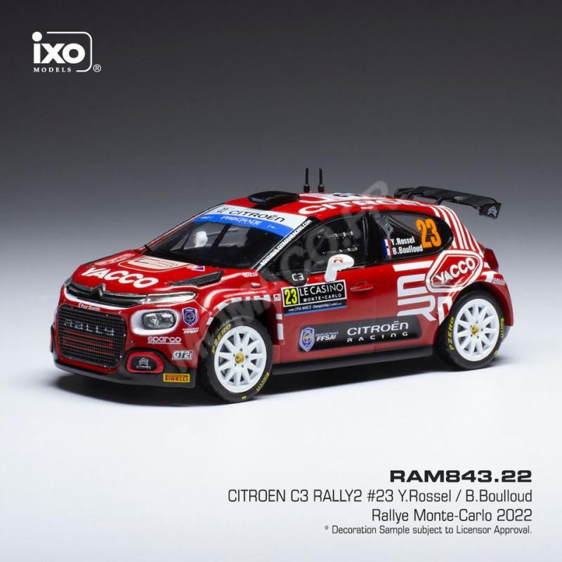 Miniature 1:43 Ixo – Citroën C3 Rally2 #23 – Rallye Monte-Carlo 2022 – Rossel/Boulloud