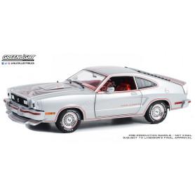 FORD MUSTANG II KING COBRA 1978 ARGENT AVEC CAPOT NOIR ET BANDES ROUGE