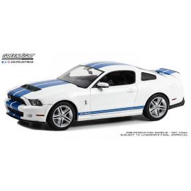 FORD MUSTANG GT500 SHELBY 2011 BLANC BANDES BLEUES