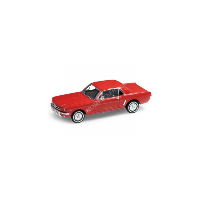Ford Mustang Coupe 1964 Rouge - Modèle Réduit 1:24 Welly - Édition Signée - Voiture De Collection En Parfait état Neuf