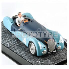 BUGATTI TYPE 57S 45 14 JEAN BUGATTI / JEAN PIERRE WIMILLE GRAND PRIX DE L'A.C.F. 1937 BLEUE AVEC FIGURINE