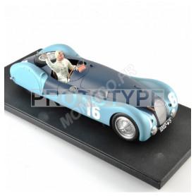 BUGATTI TYPE 57S 45 16 ROBERT BENOIST / JEAN PIERRE WIMILLE GRAND PRIX DE L'A.C.F. 1937 BLEUE AVEC FIGURINE