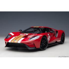 FORD GT HERITAGE EDITION ALAN MANN ROUGE AVEC BANDES DOREES