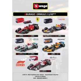 DISPLAY DE 12 PIECES : VEHICULES "RACING F1 - 2022 - 5 ECURIES" (PACKAGING PREMIUM) (EPUISE)