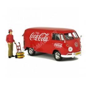 VOLKSWAGEN T1 COMBI 1963 "COCA-COLA" AVEC FIGURINE CHAUFFEUR ET 2 CAISSES