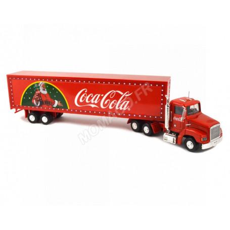 TRACTEUR INTERNATIONNAL AVEC SEMI REMORQUE SPECIAL FETE  "COCA-COLA" (VERSION AVEC LED)