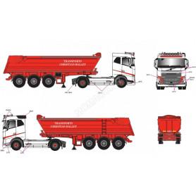 VOLVO FH4 TOIT BAS REMORQUE BENNE "TRANSPORTS CHRISTIAN BALLET"