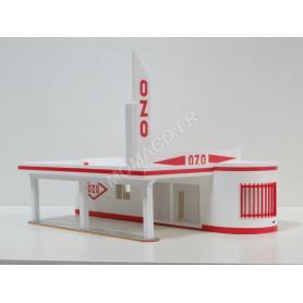 STATION-SERVICE AVEC POMPES "OZO - ROUTE NATIONAL 7" 1957 - VERSION MONTE