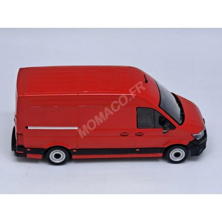 Miniature Odeon Volkswagen Crafter L2H2 Rouge Avec Planche De Décalcomanies - Échelle 1:43 - Neuf En Boîte
