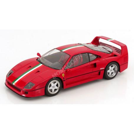 FERRARI F40 1987 ROUGE AVEC BANDE ROUGE/BLANC/VERT "DESIGN ITALIE" (EPUISE)