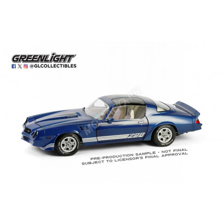 CHEVROLET CAMARO Z28 1980 AVEC TOIT OUVRANT BLEUE BANDES CHARBONS (EPUISE)