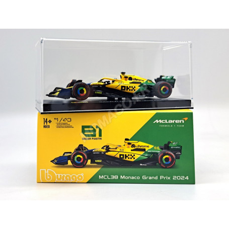 MCLAREN F1 MCL38 MERCEDES TEAM MCLAREN 81 OSCAR PIASTRI GRAND PRIX DE MONACO 2024 2EME (PACKAGING PREMIUM) (EPUISE)