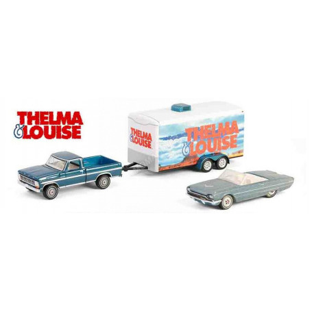 SET DE VEHICULES : FORD THUNDERBIRD 1966 AVEC FORD F-250 1967 ET REMORQUE "THELMA ET LOUISE (1991)" (EPUISE)
