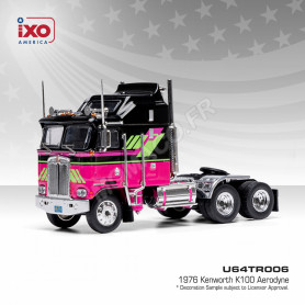 KENWORTH K100 AERODYNE 1976 NOIR AVEC DECORATION ROSE/VERT