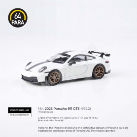 PORSCHE 911 GT3 (992.2) 2025 BLANC "GRAND PRIX WHITE" (LHD)