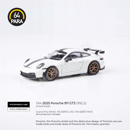 PORSCHE 911 GT3 (992.2) 2025 BLANC "GRAND PRIX WHITE" (LHD)