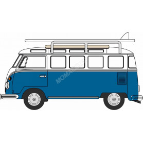 VOLKSWAGEN T1 SAMBA BUS AVEC PLANCHES DE SURF BLEU