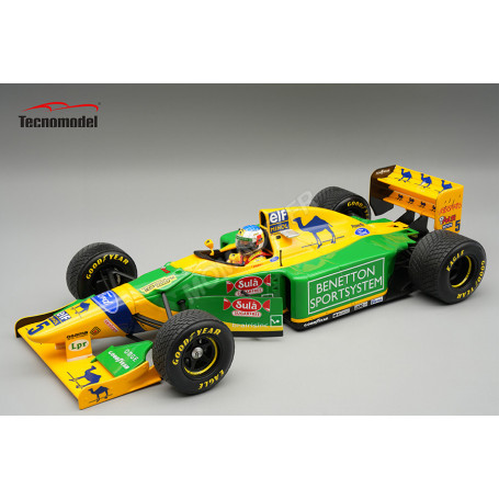 BENETTON B193A 5 MICHAEL SCHUMACHER GRAND PRIX D'ANGLETERRE 1993 AVEC PNEUS PLUIES AVEC FIGURINE