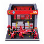 SET PIT STOP : FIGURINES MECANICIENS AVEC STAND ET ACCESSOIRES FERRARI SAINZ