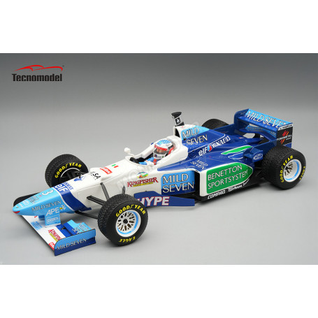 BENETTON B196 AVEC PNEUS PLUIE 3 JEAN ALESI GRAND PRIX DU BRESIL 1996 AVEC FIGURINE