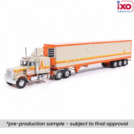 PETERBILT 359 1973 CREME / ORANGE AVEC REMORQUE