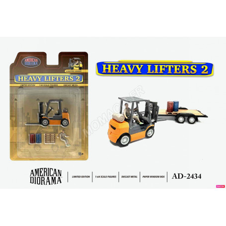 SET DE FIGURINE ET ACCESOIRE : 1 PERSONNAGE + CHARIOT ELEVATEUR "HEAVY LIFTERS 2"