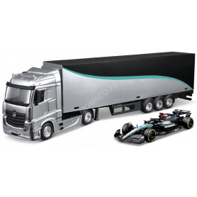 CAMION DE TRANSPORT "MERCEDES-BENZ AMG" AVEC UN VEHICULE FORMULE 1 W15 ALEATOIRE INCLUS