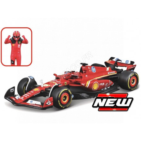 FERRARI F1 SF-24 TEAM SCUDERIA FERRARI 16 CHARLES LECLERC 2024 (BOITAGE SOUPLE AVEC PILOTE)