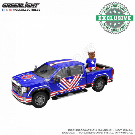 GMC SIERRA 3500 HD 2022 "INTERNATIONAL SOCCER CELEBRATION 2026 - DECORATION USA AVEC FIGURINE BISON"