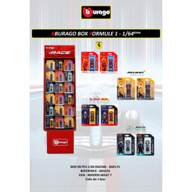 BOX DE 90 PIECES : VEHICULES "FORMULE 1 2025 - 4 ECURIES - 8 PILOTES"