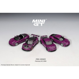 SET 4 VEHICULES : PORSCHE 911 (992) 4 VERSIONS 2025 VIOLET "RUBYSTONE"